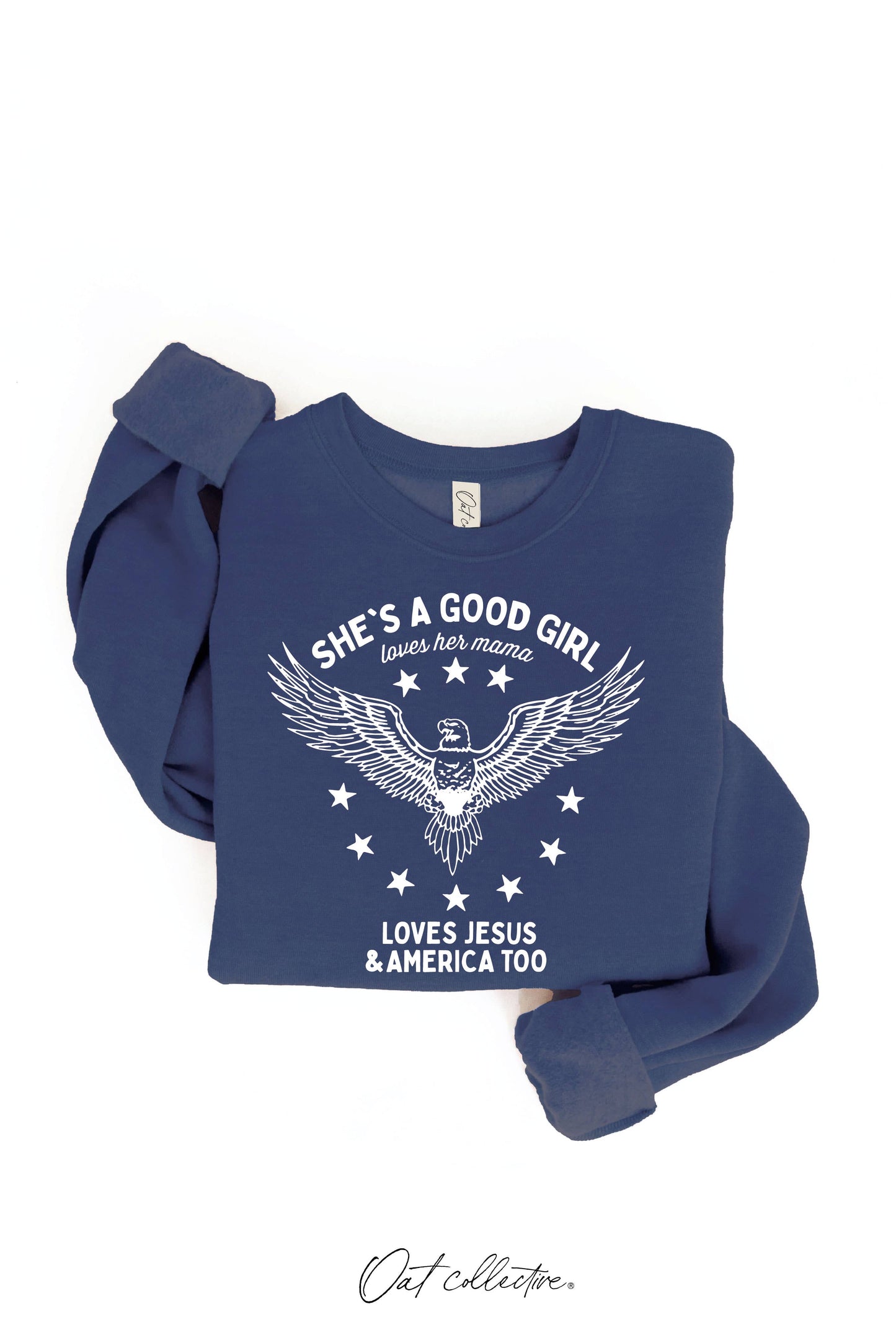 OAT COLLECTIVE - SHE'S A GOOD GIRL Graphic Sweatshirt - Pullover Style: DARK H. SAGE / XL