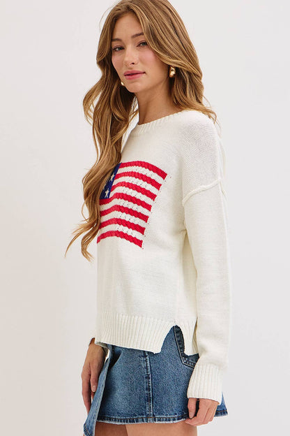Sweet Lovely by Jen - AMERICAN FLAG SWEATER TOP