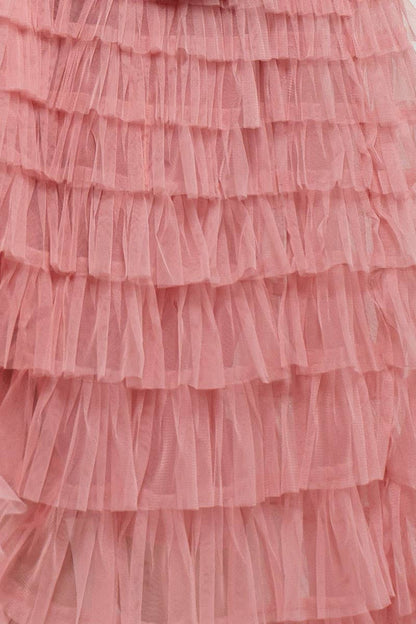 Urban Daizy - Tiered Tulle Midi Skirt with Romantic Ruffles