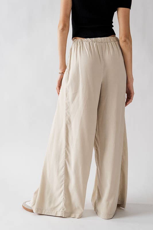 Urban Daizy - HIGH WAISTED PLEAT FRONT WIDE LEG PANTS: YELLOW / S-2/M-2/L-2