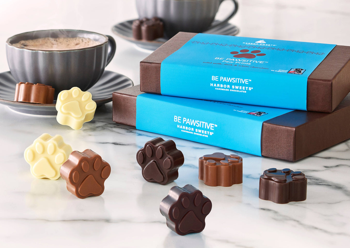 Harbor Sweets - NEW!! Be Pawsitive Solid Chocolate Dog Paw Prints