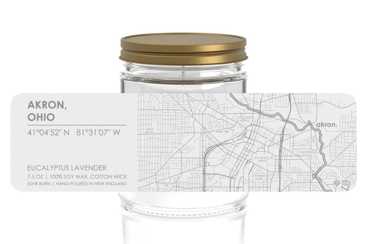 Well Told - Your Town Map Candle - Clear Jar