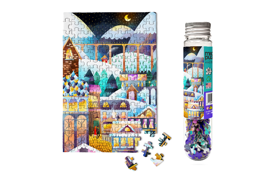 Micro Puzzles - Alpine Village Holiday Mini Puzzle Stocking Stuffer Gift