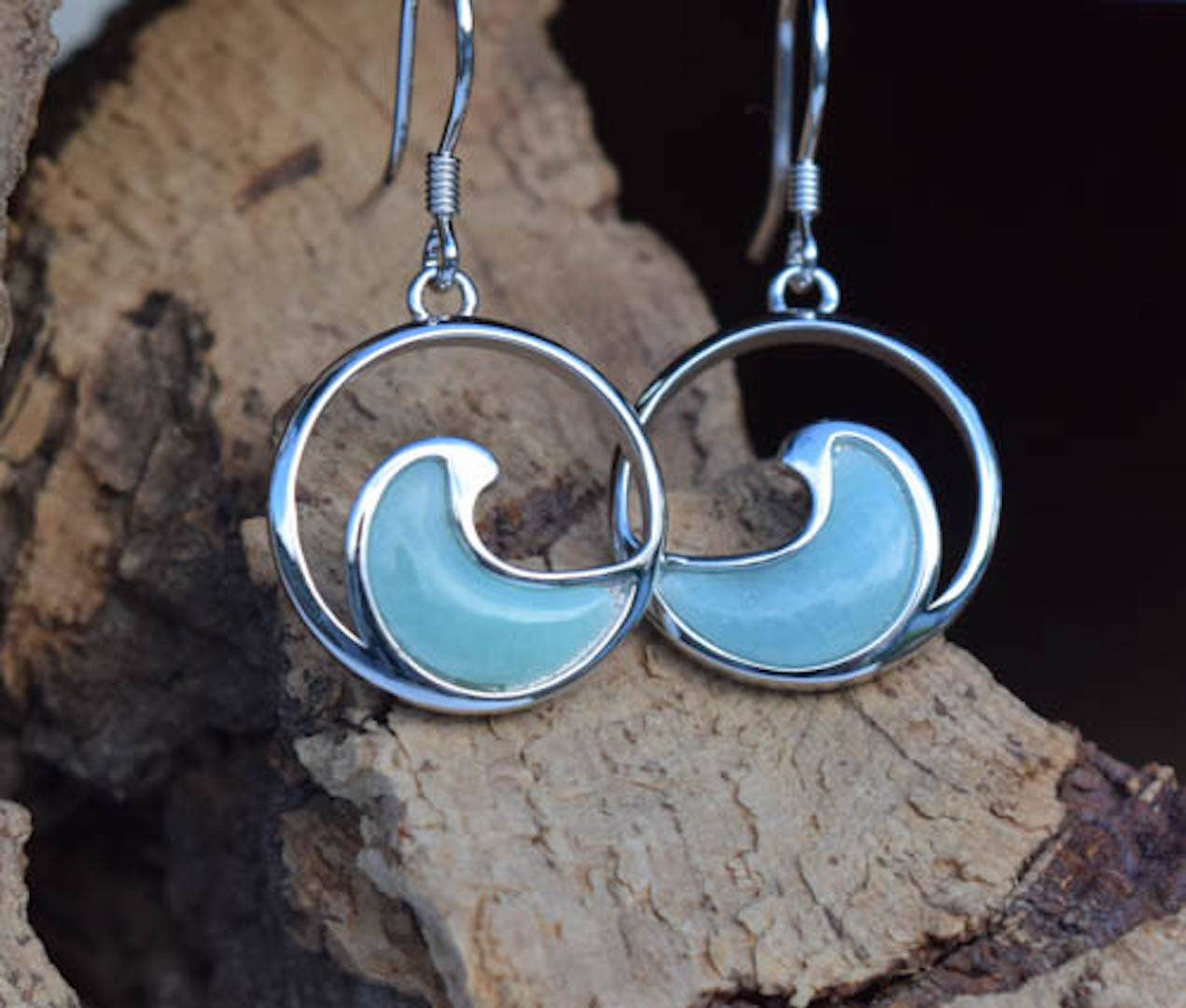 Cork Tree Designs - Larimar Wave Earrings