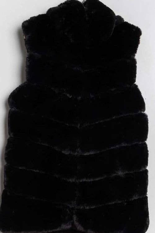 LOOWIE - 5061 Faux Fur Vest Loowie: Black