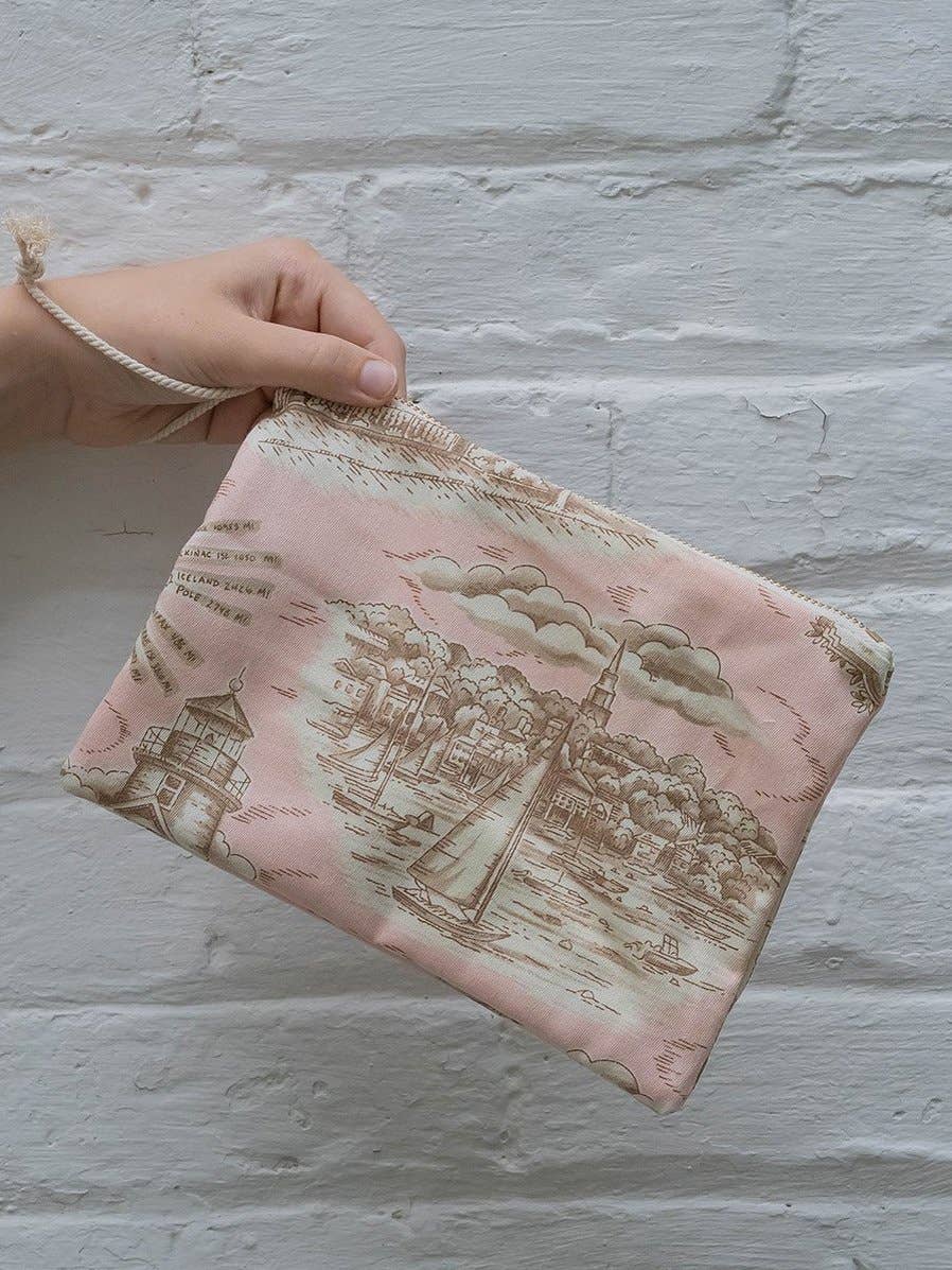 Ash & Rose - Nantucket Purse Zip Pouch Clutch Mini Upcycled Makeup Bag