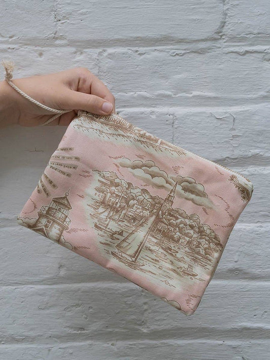 Ash & Rose - Nantucket Purse Zip Pouch Clutch Mini Upcycled Makeup Bag