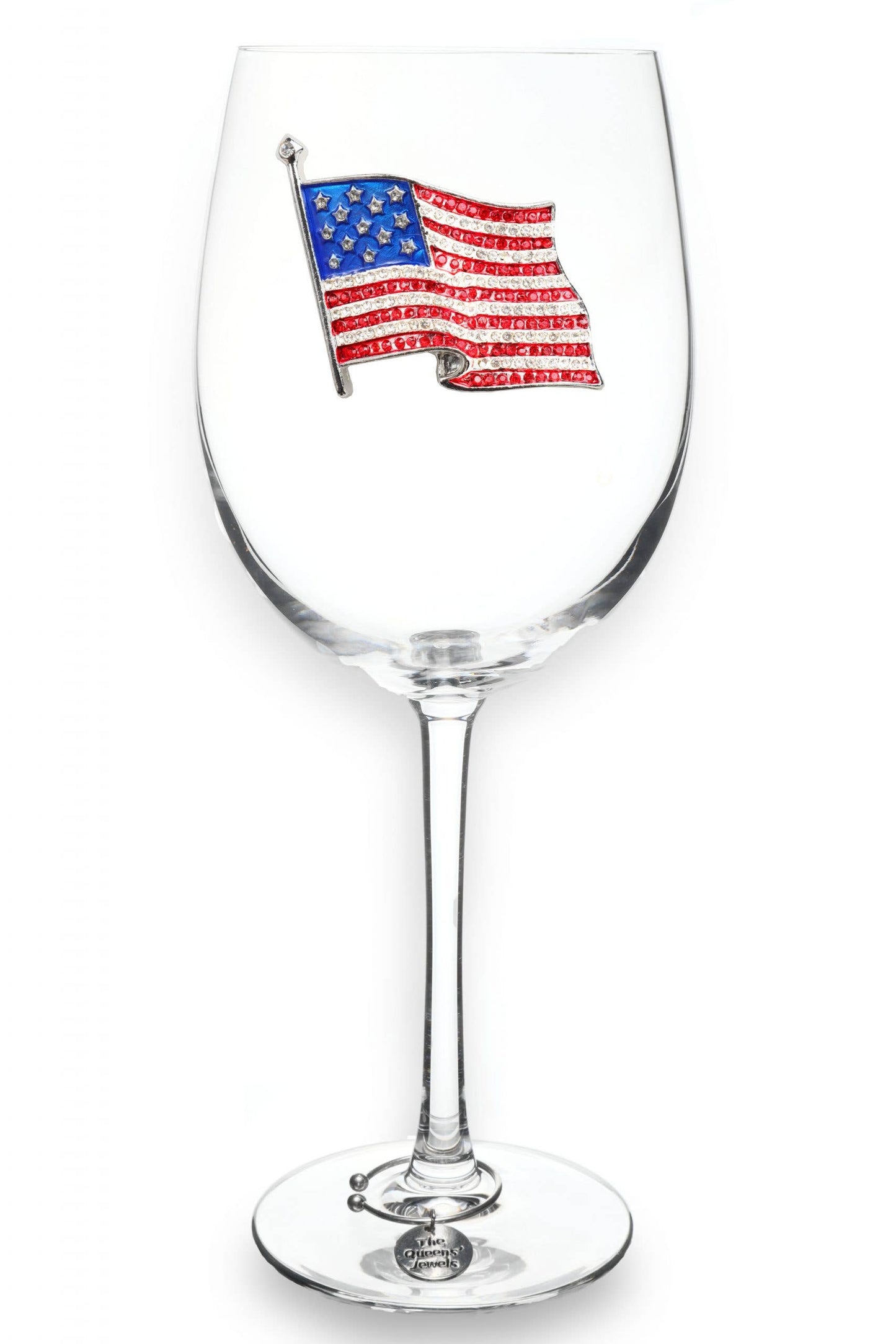 The Queens' Jewels® - American Flag Jeweled Stemmed Wine Glass