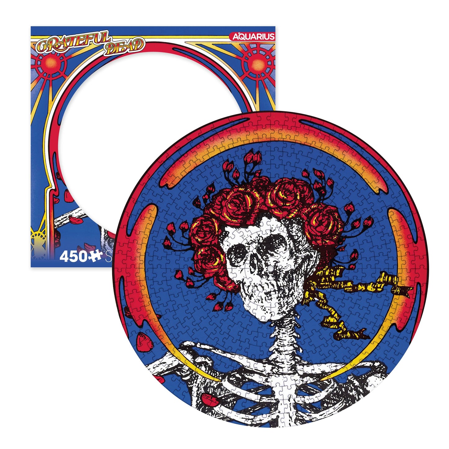 AQUARIUS, GAMAGO, ICUP, & ROCK SAWS by NMR Brands - Grateful Dead Skull & Roses 450 Piece Picture Disc Jigsaw Pu