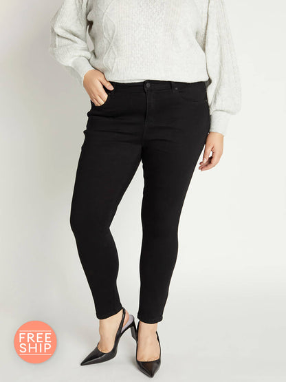 ENJEAN - EP3106XL Mid Rise Push Up Ankle Skinny: 2X / BLACK