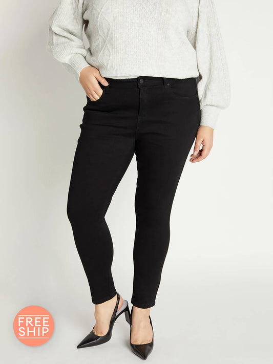 ENJEAN - EP3106XL Mid Rise Push Up Ankle Skinny: 2X / BLACK