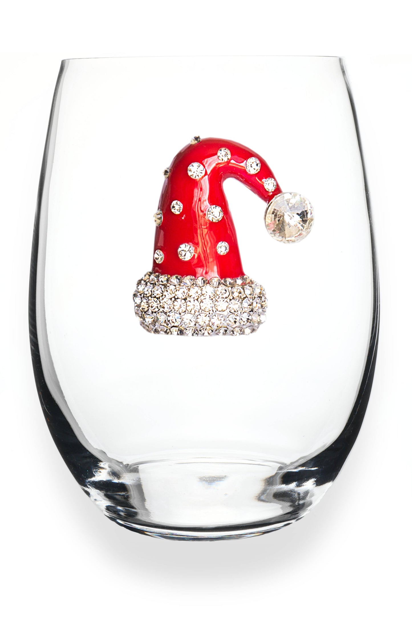 The Queens' Jewels® - Christmas Hat Jeweled Stemless Wine Glass