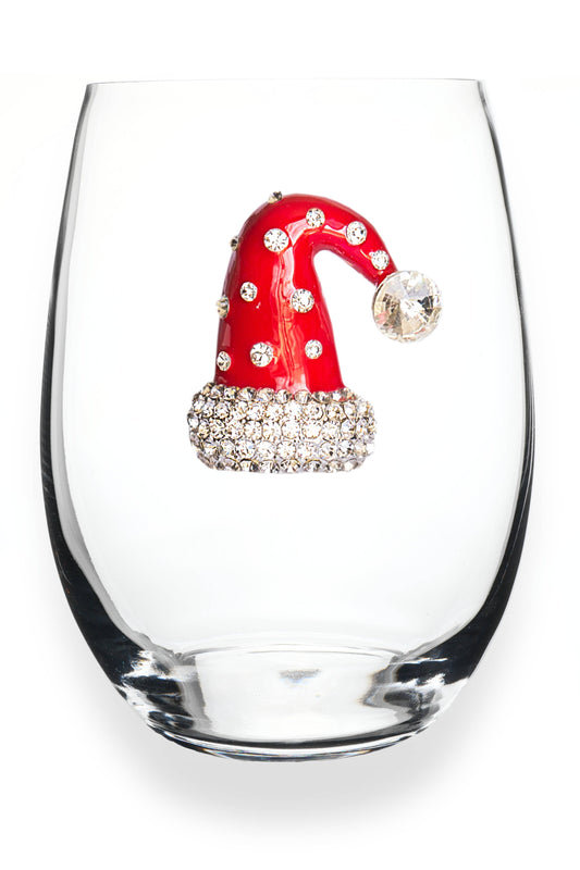 The Queens' Jewels® - Christmas Hat Jeweled Stemless Wine Glass