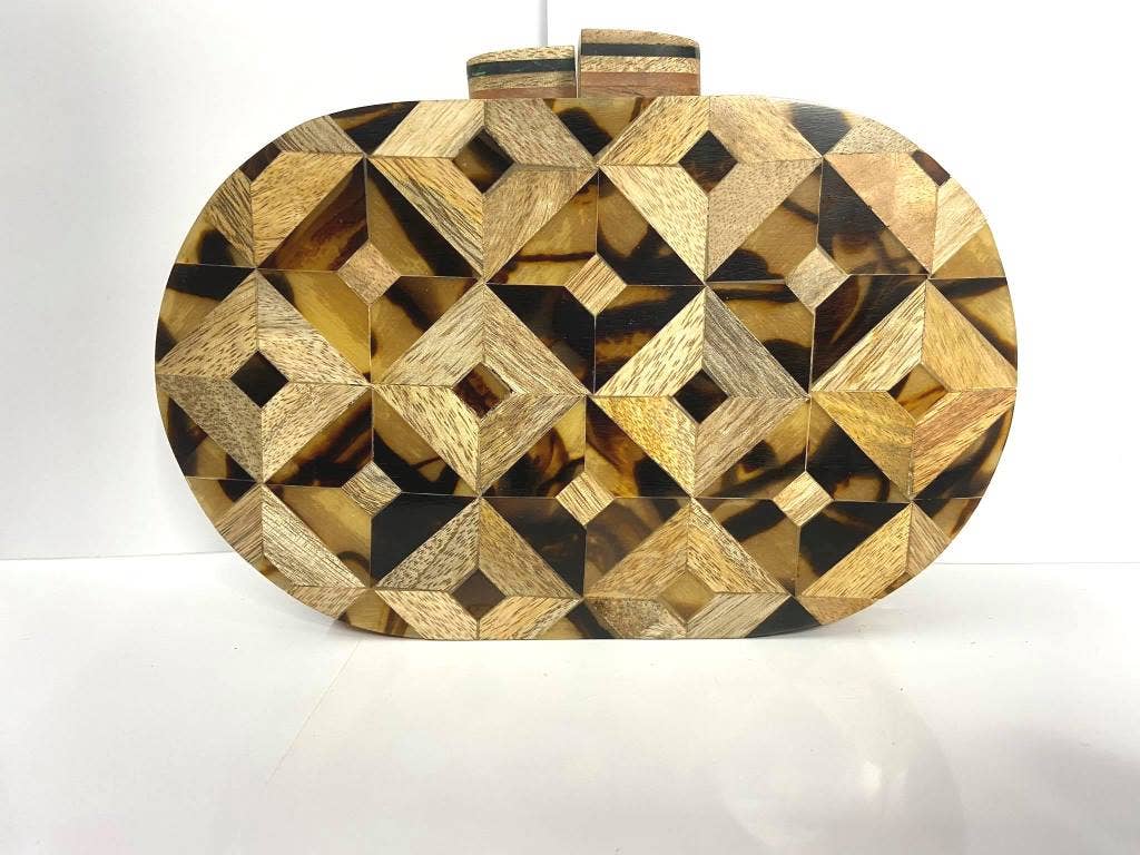 Ricki designs - BOX BAG WOOD INLAY OVAL