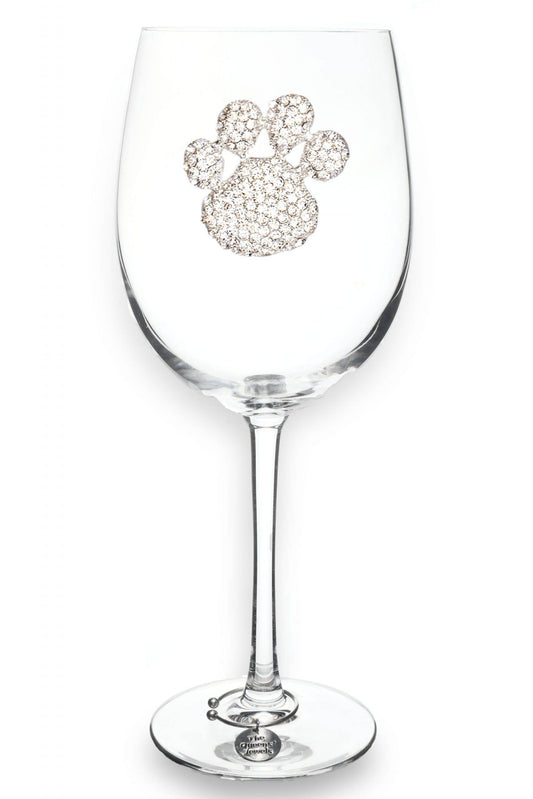 The Queens' Jewels® - Paw Print Jeweled Stemmed Wine Glass