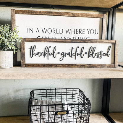 Dakota + Pine Design Co. - Thankful Grateful Blessed Sign: Special Walnut