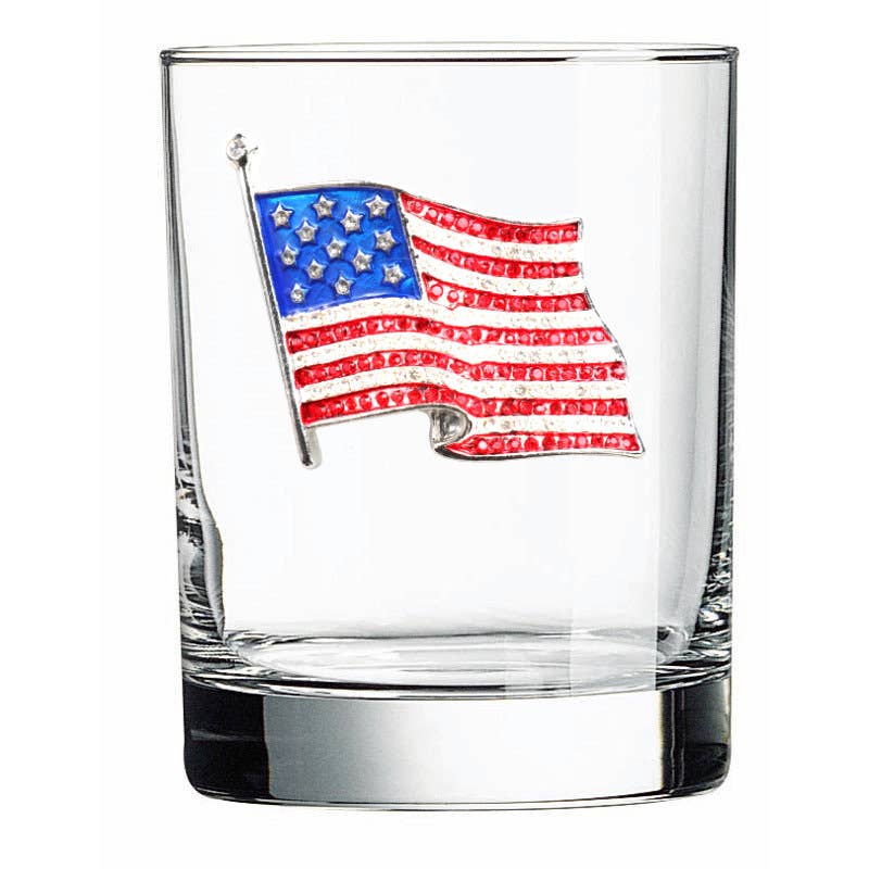 The Queens' Jewels® - American Flag Jeweled Double Old Fashioned Wine Glass