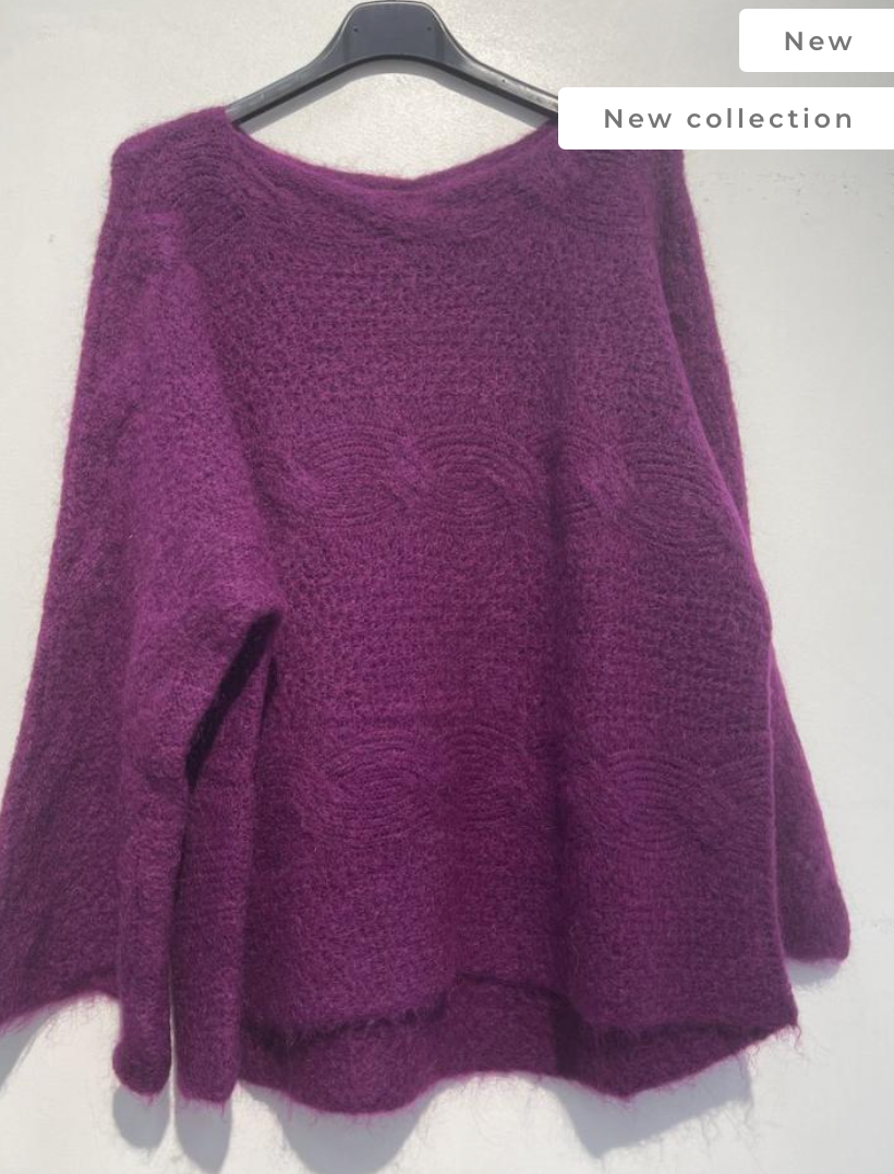 LOOWIE - NO030 One Size Italian Round Neck Mohair Blend Sweater