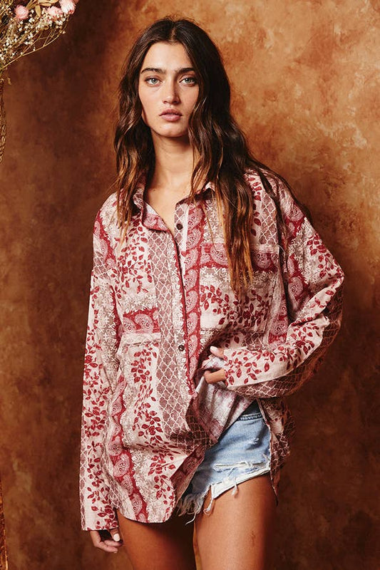 BUCKETLIST - T1575A Multi Print Shirt With Pocket