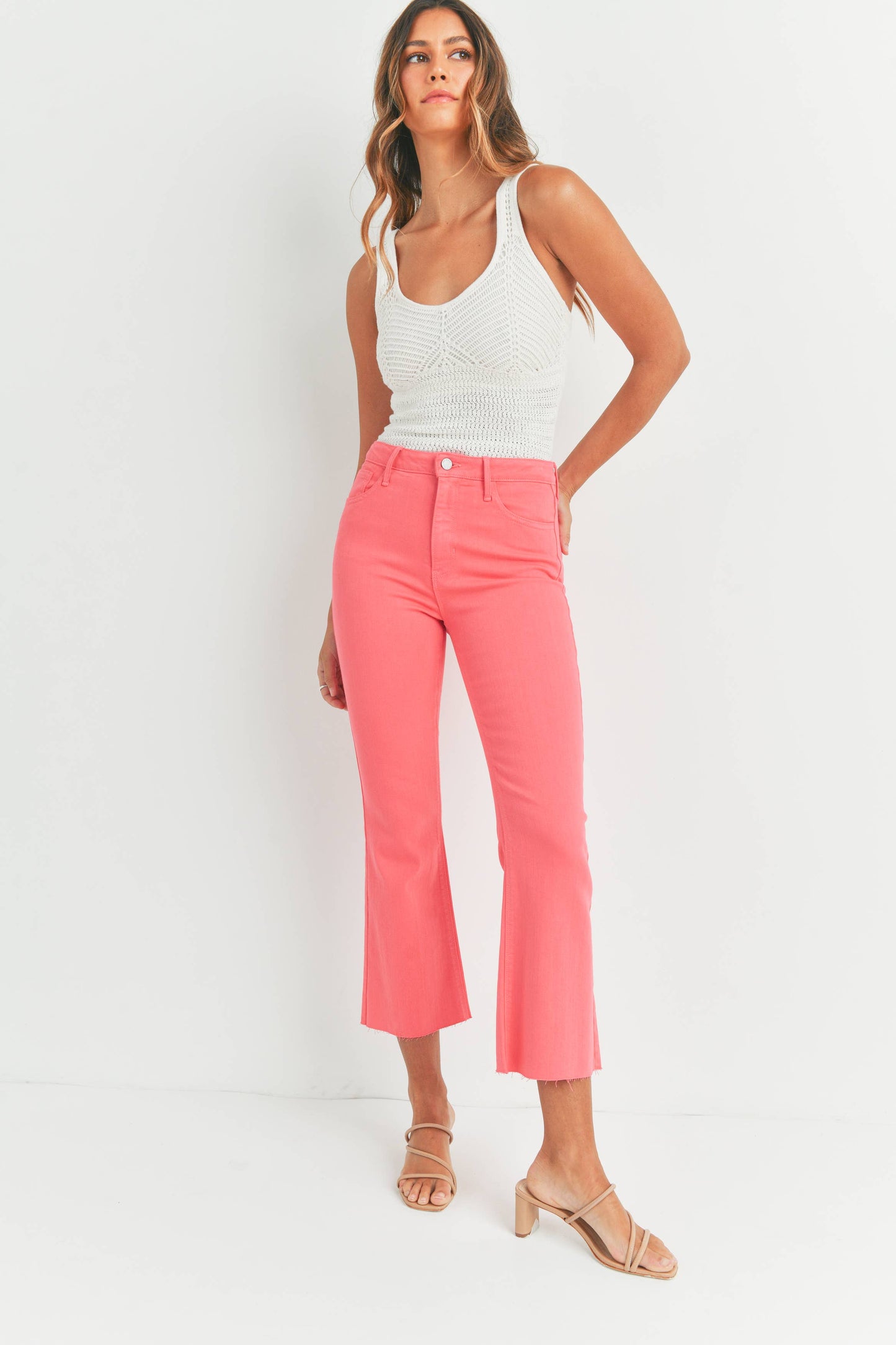JUST BLACK DENIM - BP370J-A - HOT PINK - HR Tonal Crop Flare