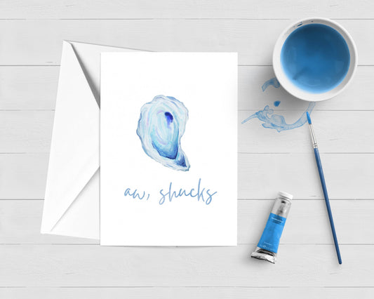 WonderfullyWrittenCo - Aw, Shucks Watercolor Oyster Notecard