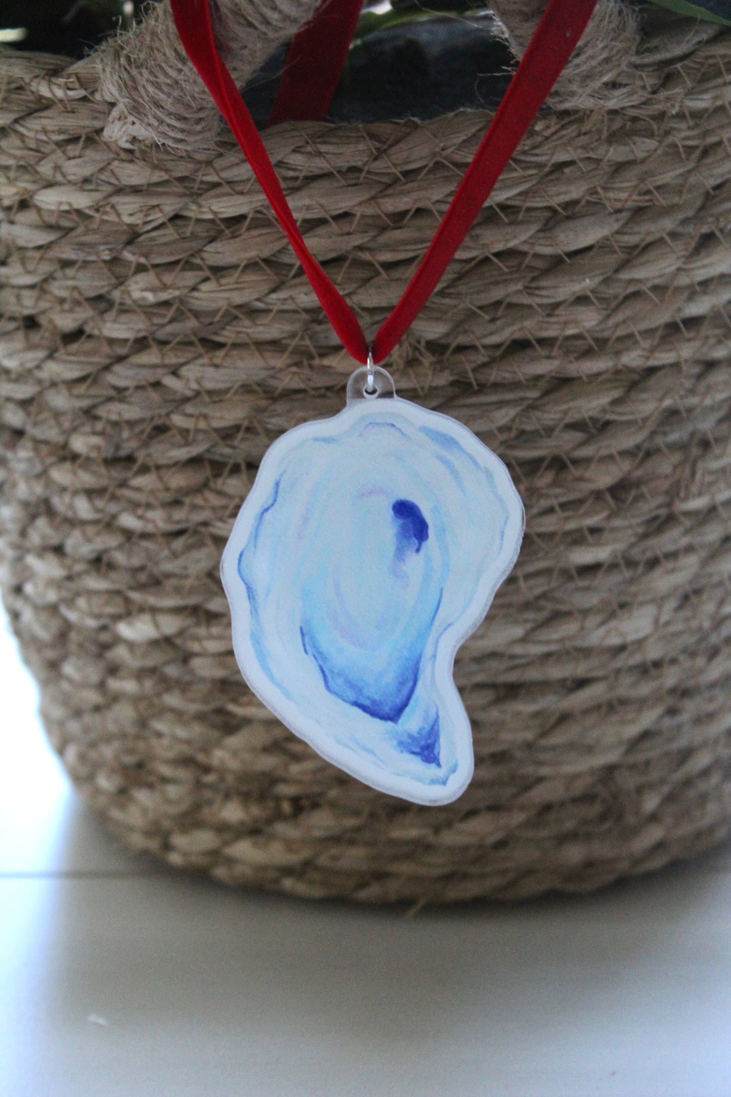 WonderfullyWrittenCo - Blue Oyster Watercolor Christmas Ornament