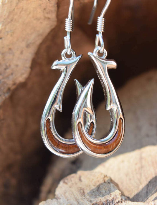 Cork Tree Designs - Koa Wood Fishhook Earrings