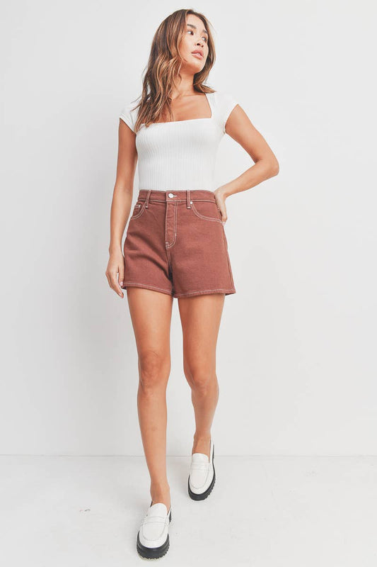 JUST BLACK DENIM - BH435J - WALNUT - Mom Short