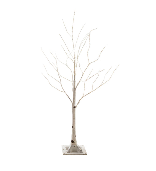 Plow & Hearth - 4'H Birch Tree with 112 White and Multicolor Lights