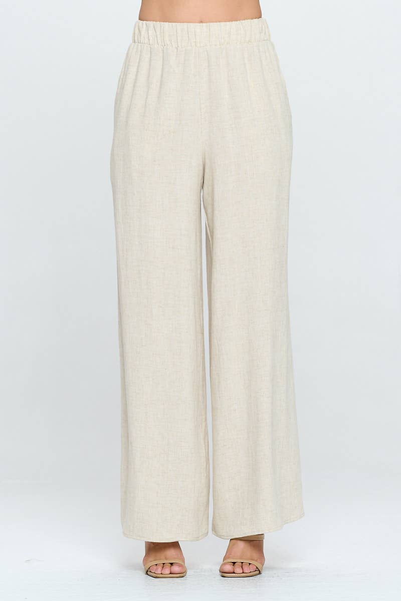 Renee C. - Made in USA Solid Linen Wide Leg Pants with Pockets