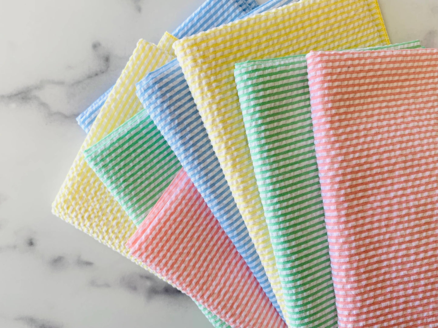 Dot and Army - Rainbow Sherbet Seersucker Cloth Napkins, set of 8