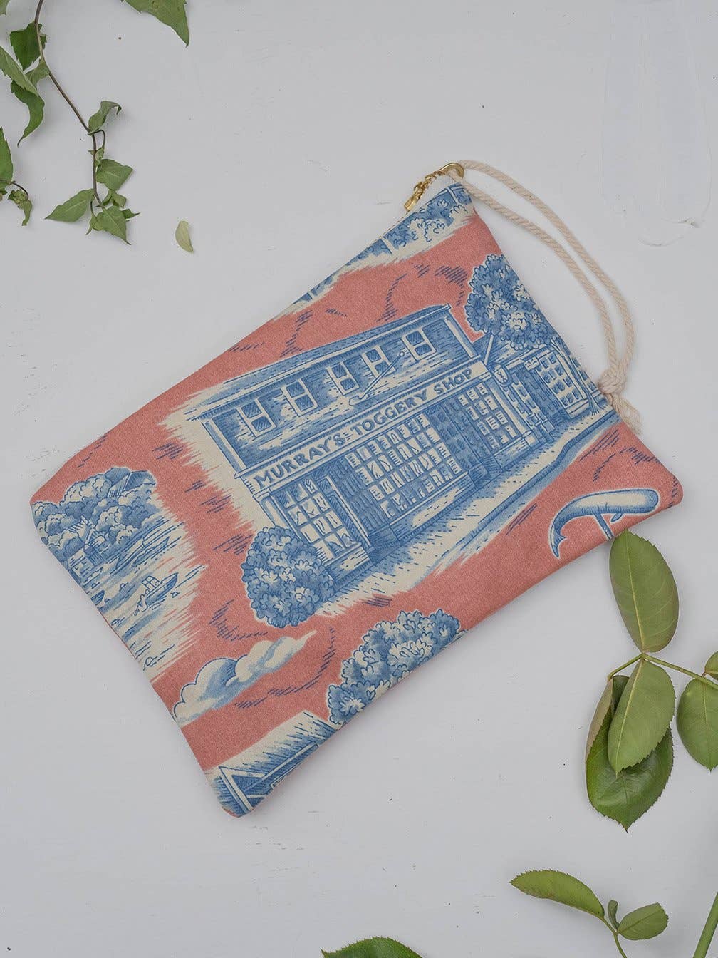 Ash & Rose - Nantucket Purse Zip Pouch Clutch Mini Upcycled Makeup Bag