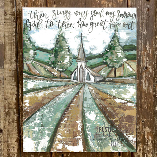 Rustic Nester - Church canvas art print, Vintage hymn song home decor, Music