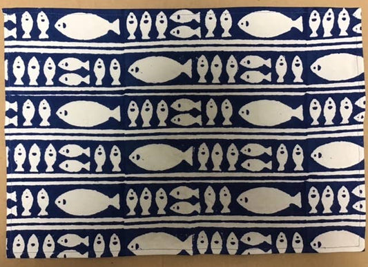 Natural Habitat - Tablemats Striped fish blue SMALL - 13"x18"