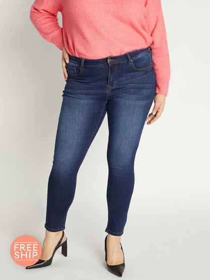 ENJEAN - EP3106XL Mid Rise Push Up Ankle Skinny: 2X / DARK