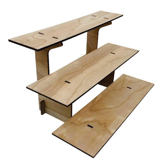 Torched Displays - 3-Tier Retail Table Display Straight Stand with Shelves