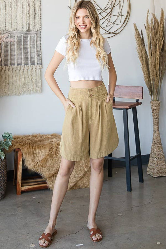 Oli&Hali - MINERAL WASHED BERMUDA SHORTS: WASHED MUSTARD / L