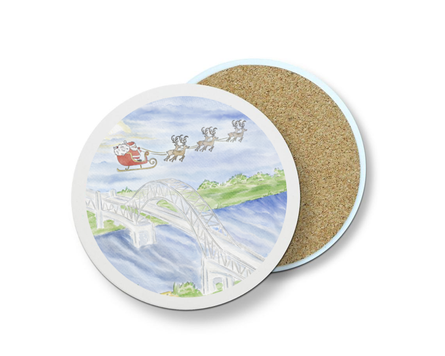 WonderfullyWrittenCo - Santa Arrives on Cape Cod Stone Coasters - Set of 4