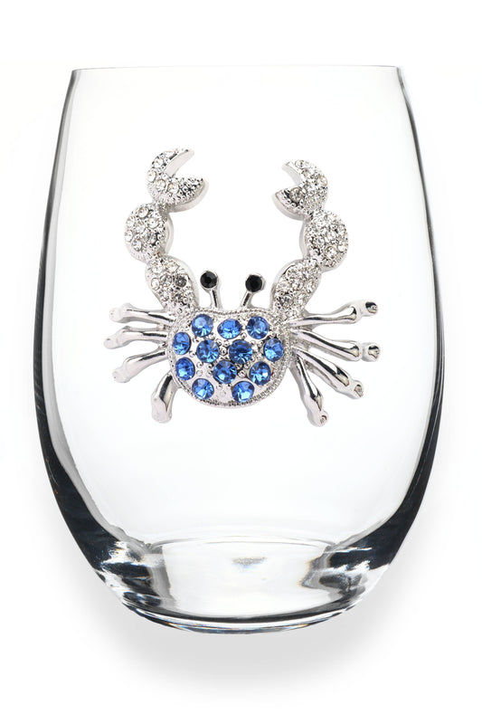 The Queens' Jewels® - Blue Crab Jeweled Stemless Wine Glass