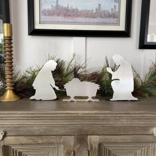 Rusted Orange Craftworks Co. - 3-Piece Traditional Nativity - Christmas Decorations Nativity Set for Mantle