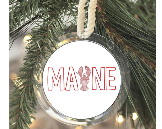 WonderfullyWrittenCo - Maine Watercolor Lobster Christmas Ornament