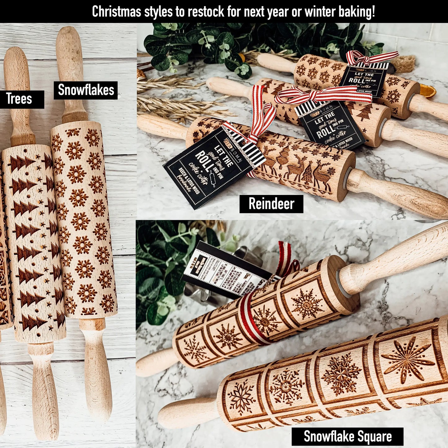 Gia Roma - Halloween Rolling Pins for Cookies + Pumpkin Cookie Cutters