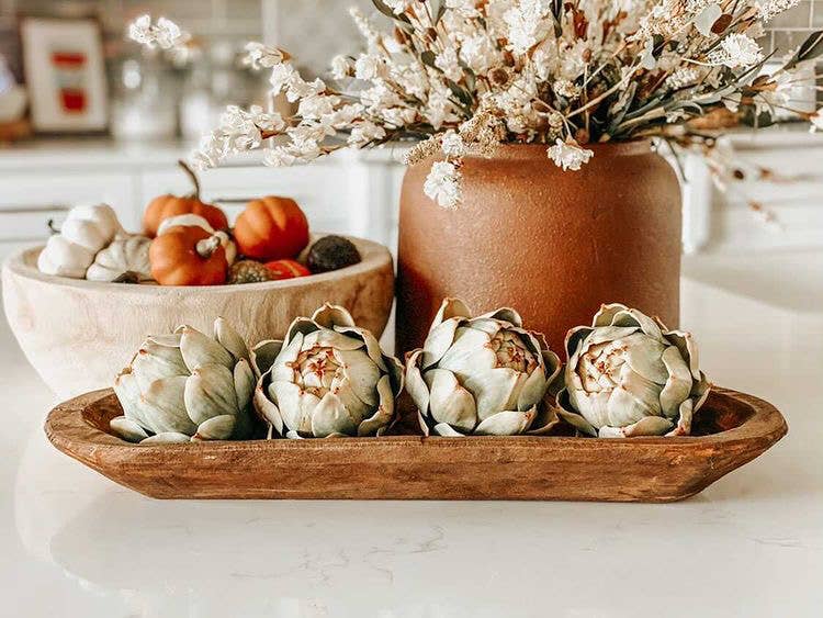 Rustic Farm - Small Bread Bowl, Candle Ready, Handmade #A