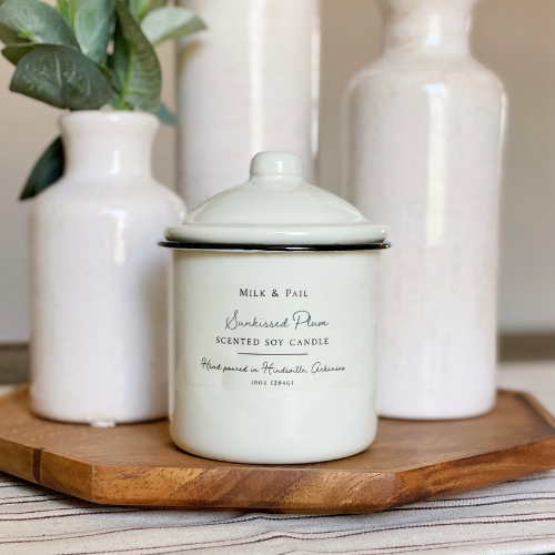 Milk & Pail - Sunkissed Plum Soy Candle - 10oz Enamelware Canister