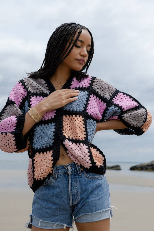 SAACHI - Modern Pastel Crochet Squared Short Jacket