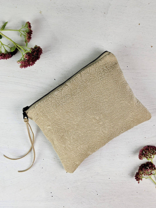 Ash & Rose - Chenille Jacquard Zip Purse Pouch Clutch Floral Elegant Luxe
