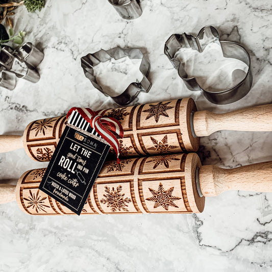 Gia Roma - Restocked Embossed Rolling Pin & Cookie Cutter Gift Set Wood