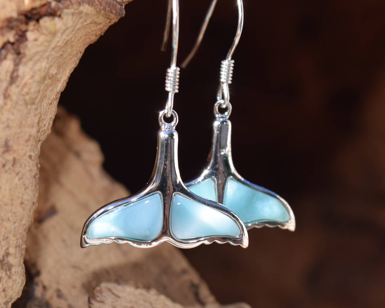 Cork Tree Designs - Larimar Whale Tail Earrings