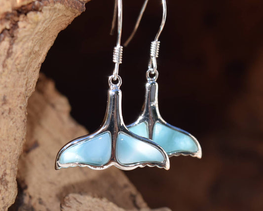 Cork Tree Designs - Larimar Whale Tail Earrings