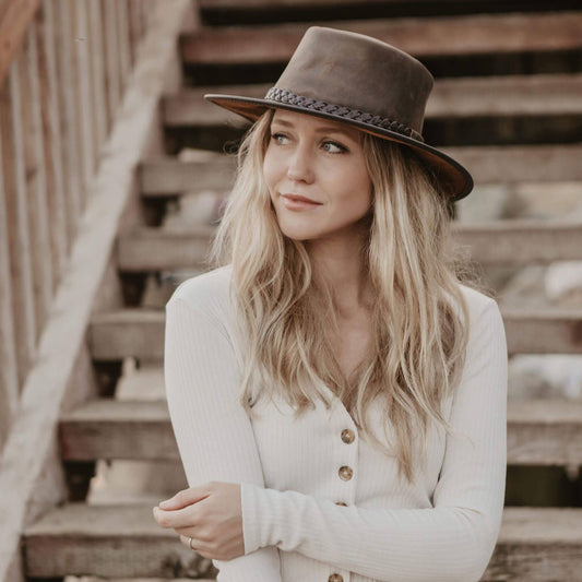 American Hat Makers - Crusher - Womens Leather Crushable Outback Hat